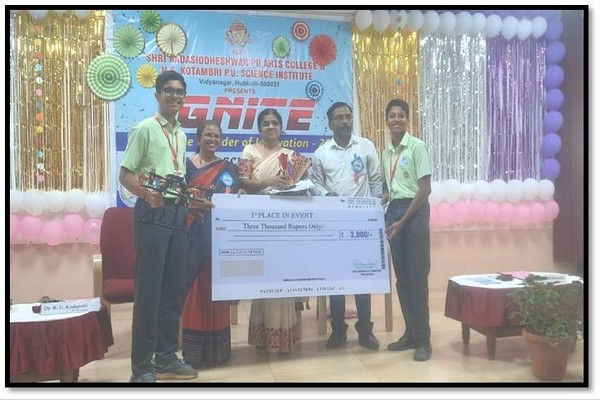 Shri  Kadasiddheshwar  PU Arts and Kotambari  Science  Institute conducted competition “IGNITE” Science competition.  Our X std students won 1st place in Model Making using AI.